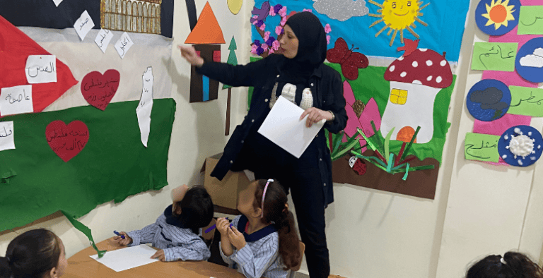 Palestinian women deliver early education and women empowerment in refugee camps in Lebanon.